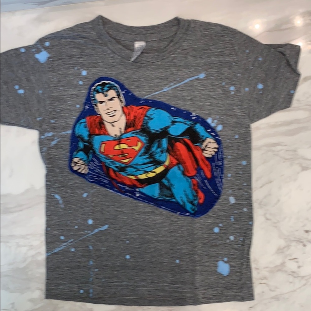 Superman Splatter Paint T Shirt